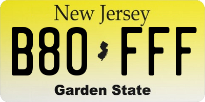 NJ license plate B80FFF