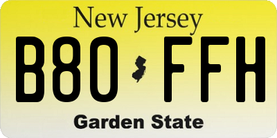 NJ license plate B80FFH