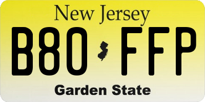 NJ license plate B80FFP