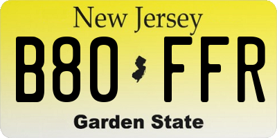 NJ license plate B80FFR