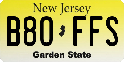 NJ license plate B80FFS