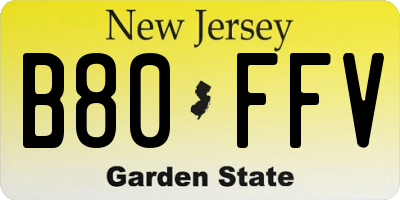 NJ license plate B80FFV