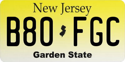 NJ license plate B80FGC