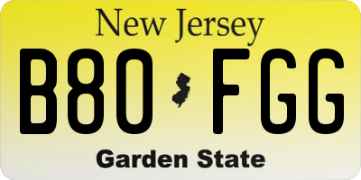 NJ license plate B80FGG