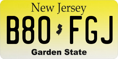NJ license plate B80FGJ