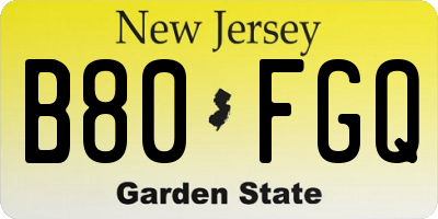NJ license plate B80FGQ