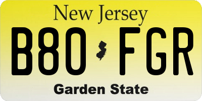 NJ license plate B80FGR