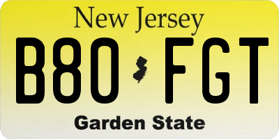 NJ license plate B80FGT