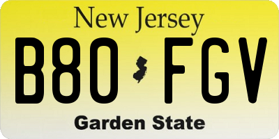 NJ license plate B80FGV