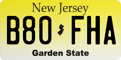NJ license plate B80FHA