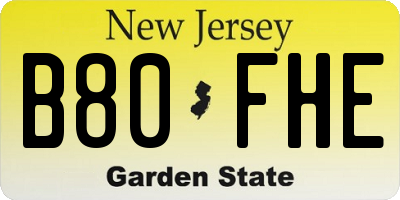 NJ license plate B80FHE