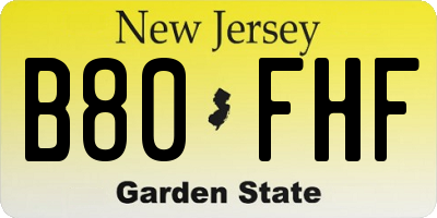 NJ license plate B80FHF
