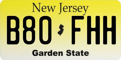 NJ license plate B80FHH