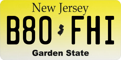 NJ license plate B80FHI
