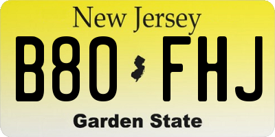 NJ license plate B80FHJ