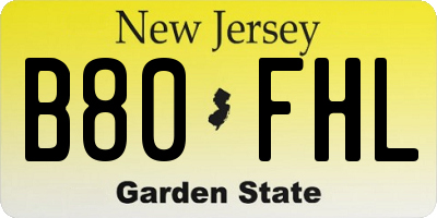NJ license plate B80FHL