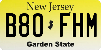 NJ license plate B80FHM