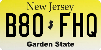 NJ license plate B80FHQ