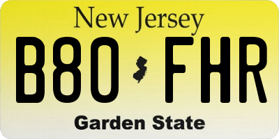 NJ license plate B80FHR