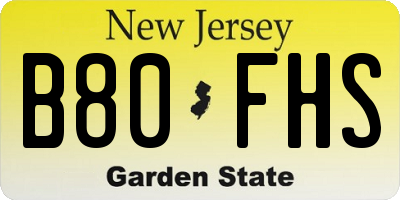 NJ license plate B80FHS