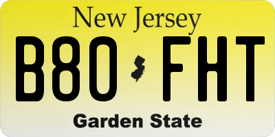 NJ license plate B80FHT