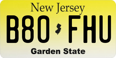 NJ license plate B80FHU