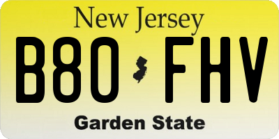 NJ license plate B80FHV