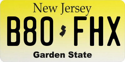 NJ license plate B80FHX