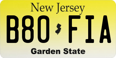 NJ license plate B80FIA