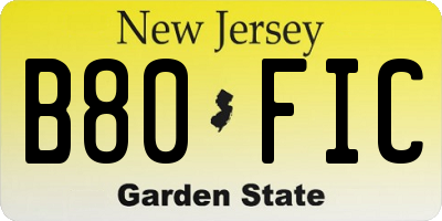 NJ license plate B80FIC