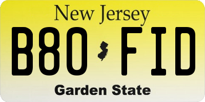 NJ license plate B80FID