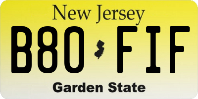 NJ license plate B80FIF