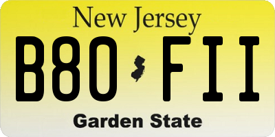 NJ license plate B80FII