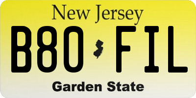 NJ license plate B80FIL