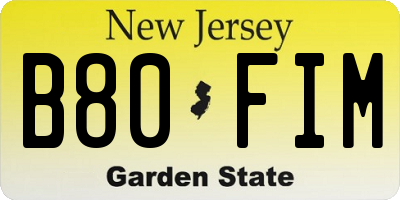 NJ license plate B80FIM