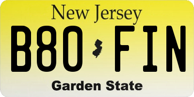 NJ license plate B80FIN