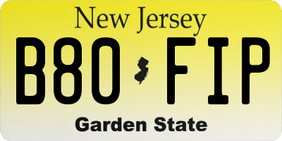 NJ license plate B80FIP