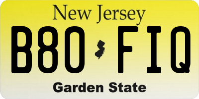 NJ license plate B80FIQ