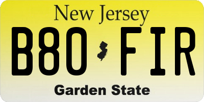 NJ license plate B80FIR