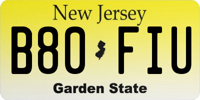 NJ license plate B80FIU