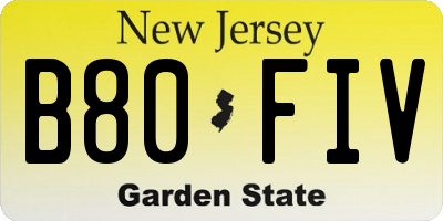 NJ license plate B80FIV