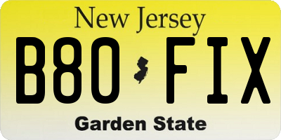 NJ license plate B80FIX