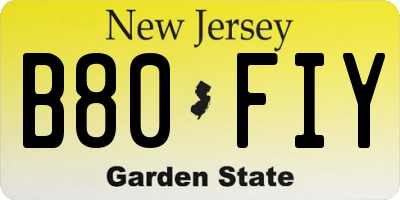 NJ license plate B80FIY