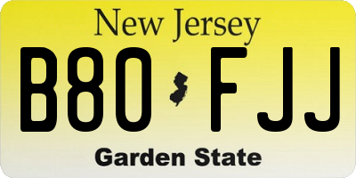 NJ license plate B80FJJ