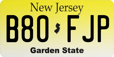 NJ license plate B80FJP