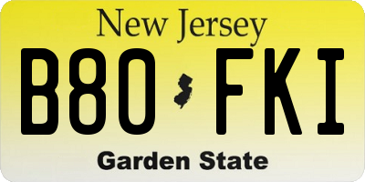 NJ license plate B80FKI