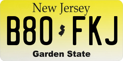 NJ license plate B80FKJ