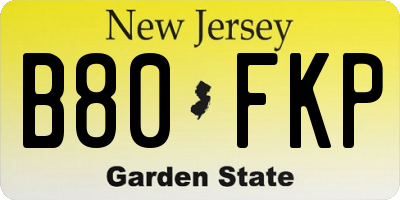 NJ license plate B80FKP