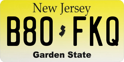 NJ license plate B80FKQ