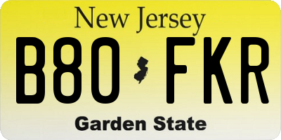 NJ license plate B80FKR